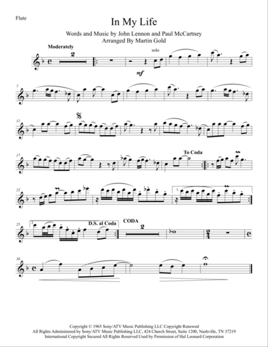 In My Life Woodwind Quintet scores gallery preview page 4