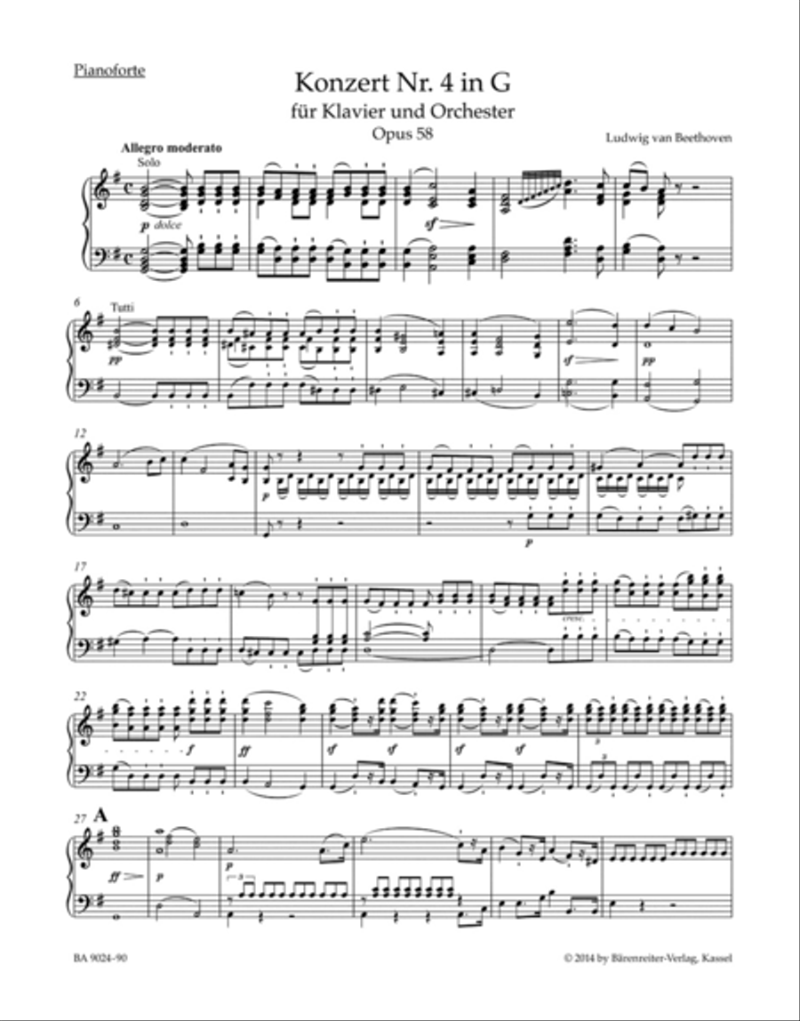 Concerto for Pianoforte and Orchestra Nr. 4 G major op. 58 Piano Solo scores gallery preview page 3