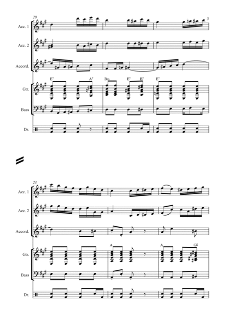 Gardel: Por una Cabeza, tango (Accordion orchestra) Chamber Music scores gallery preview page 3