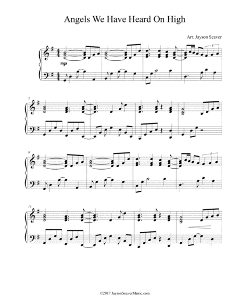 Angels We Have Heard On High Piano Solo scores gallery preview page 2