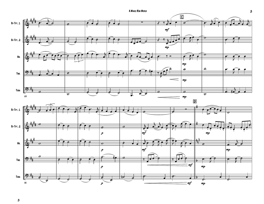 A Whole New World (from 'Aladdin') Brass Ensemble scores gallery preview page 3