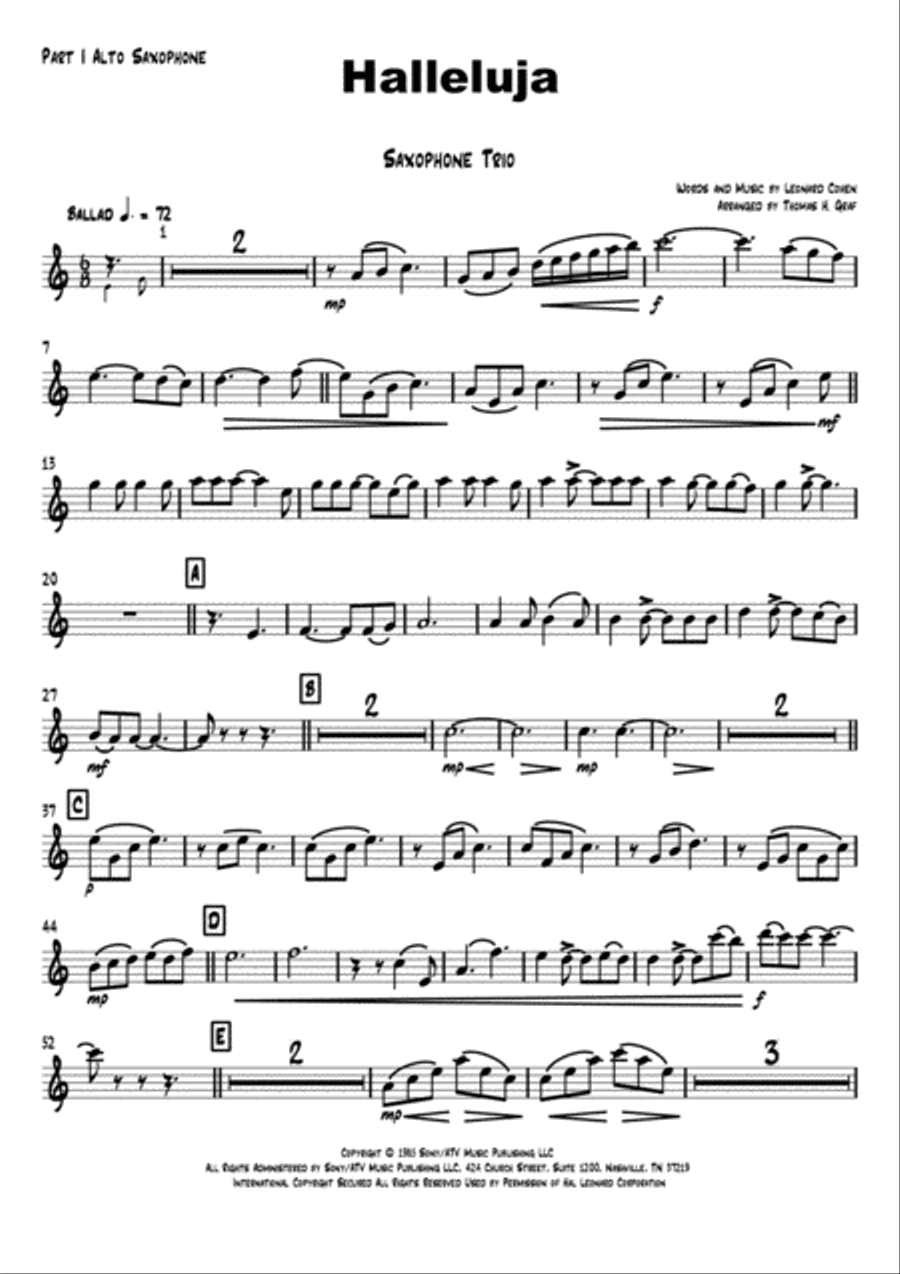 Hallelujah Woodwind Trio scores gallery preview page 5