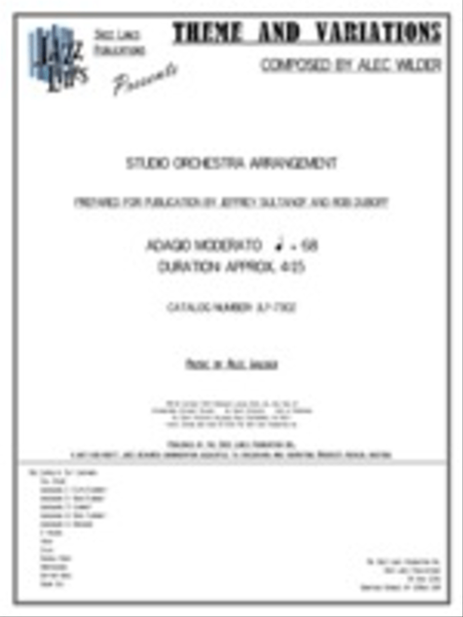 Theme and Variations Theme and Variations Orchestra scores gallery preview page 1