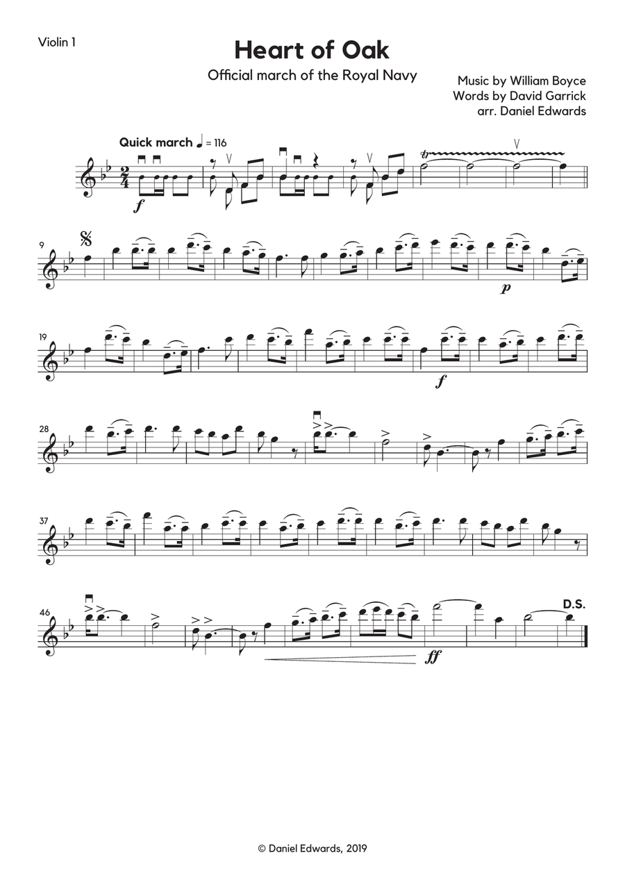 Heart of Oak, official march of the Royal Navy, arranged for string orchestra String Orchestra scores gallery preview page 5