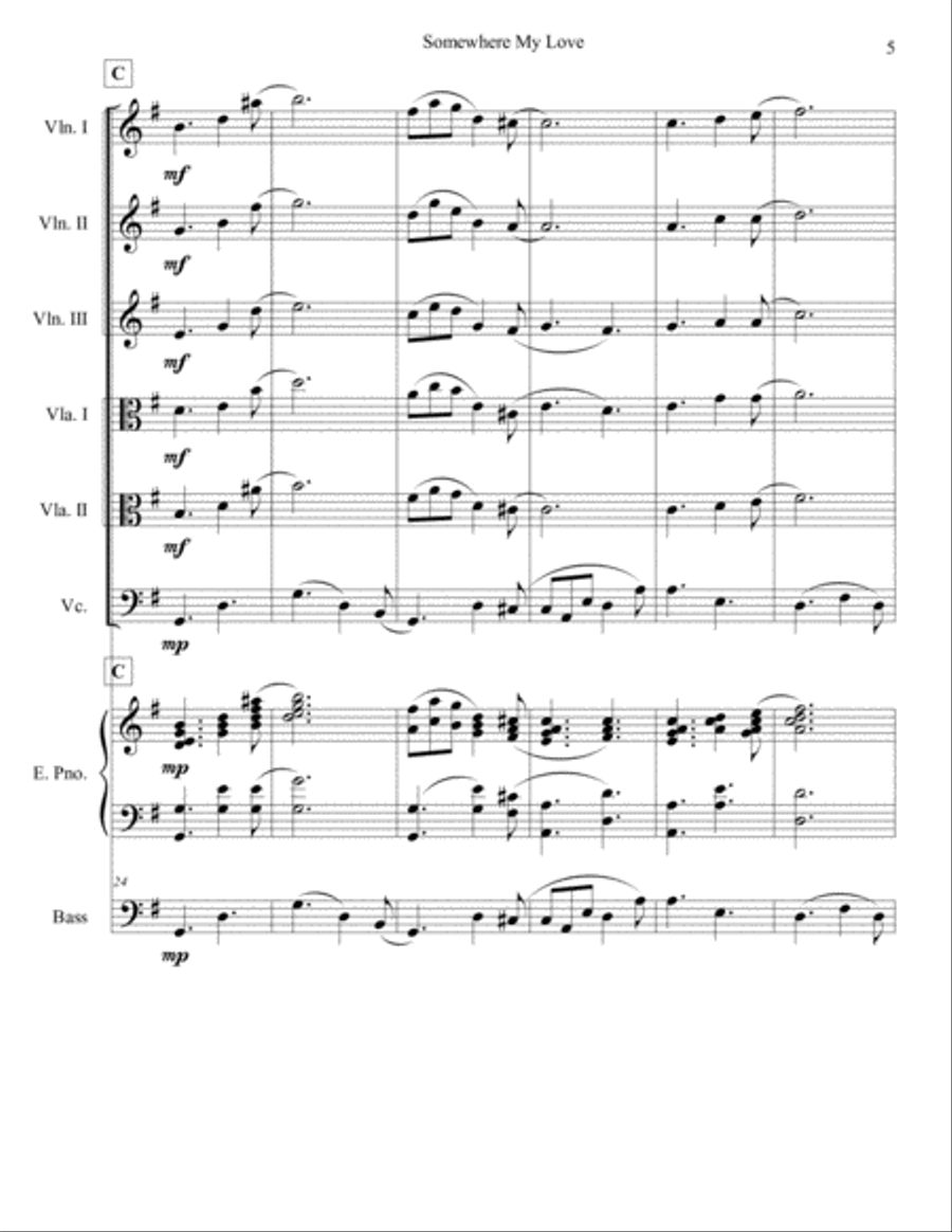 Somewhere, My Love Chamber Orchestra scores gallery preview page 5