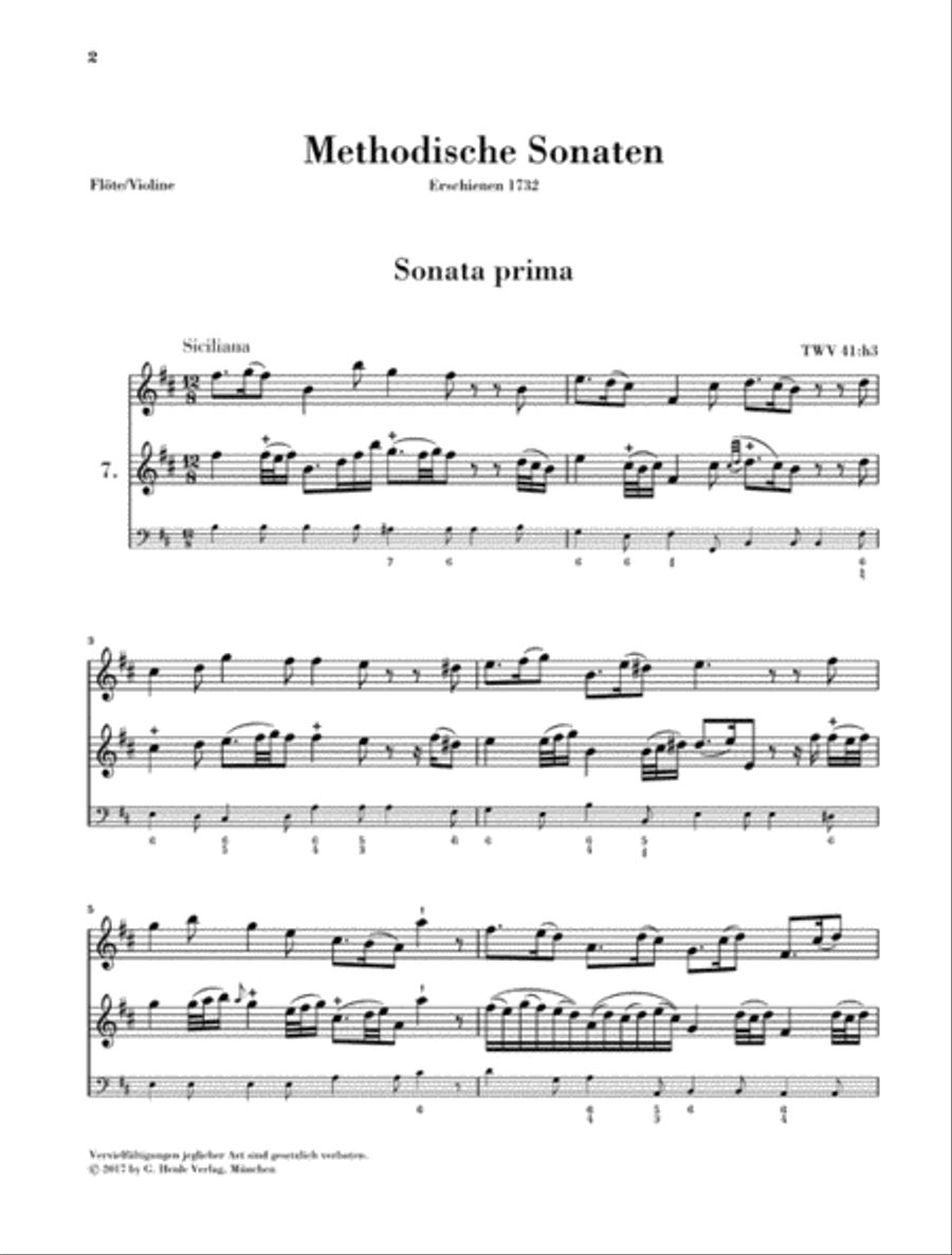 Methodical Sonatas for Flute or Violin and Continuo – Volume 2 Flute scores gallery preview page 4