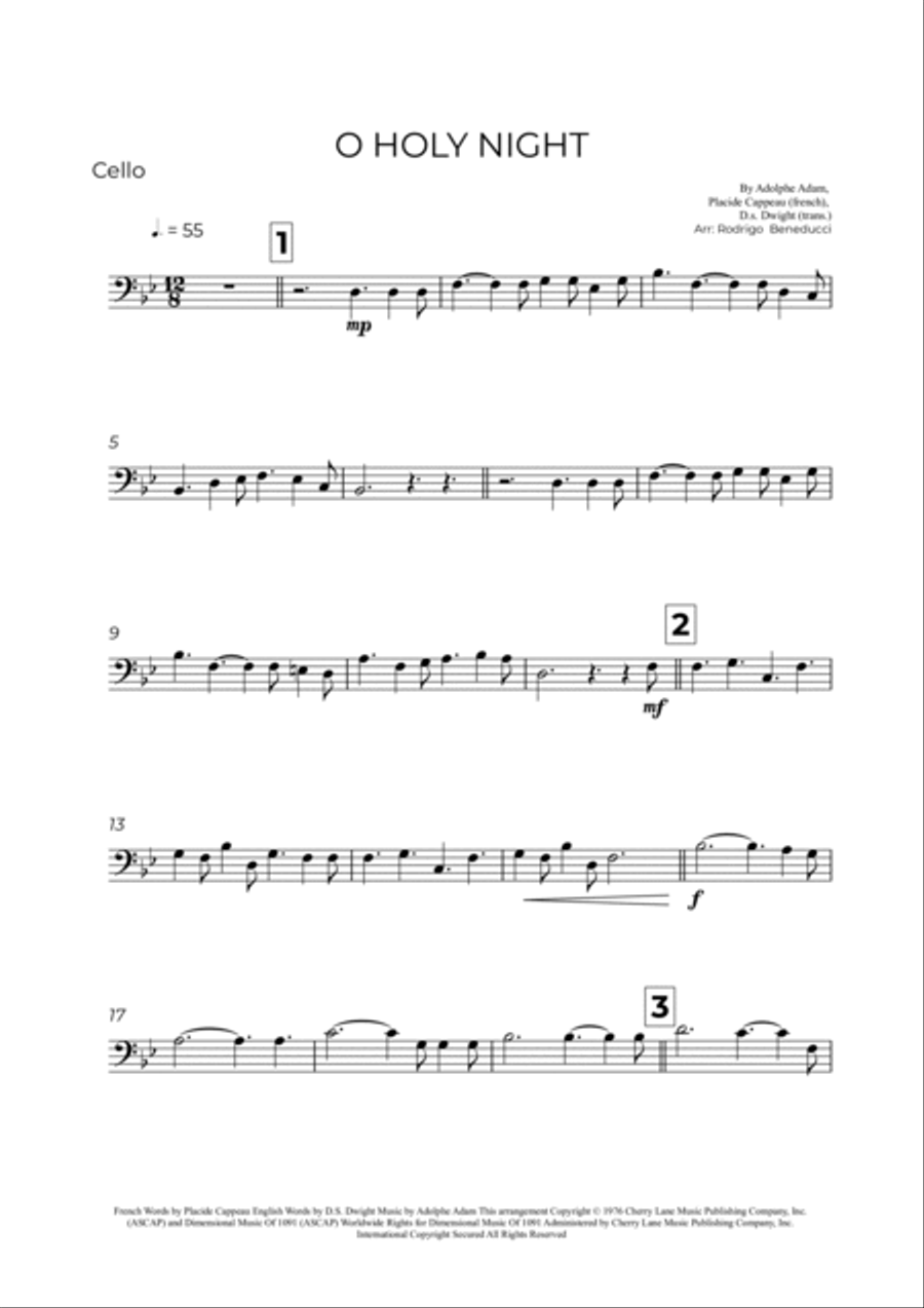 O Holy Night Cello Solo scores gallery preview page 2