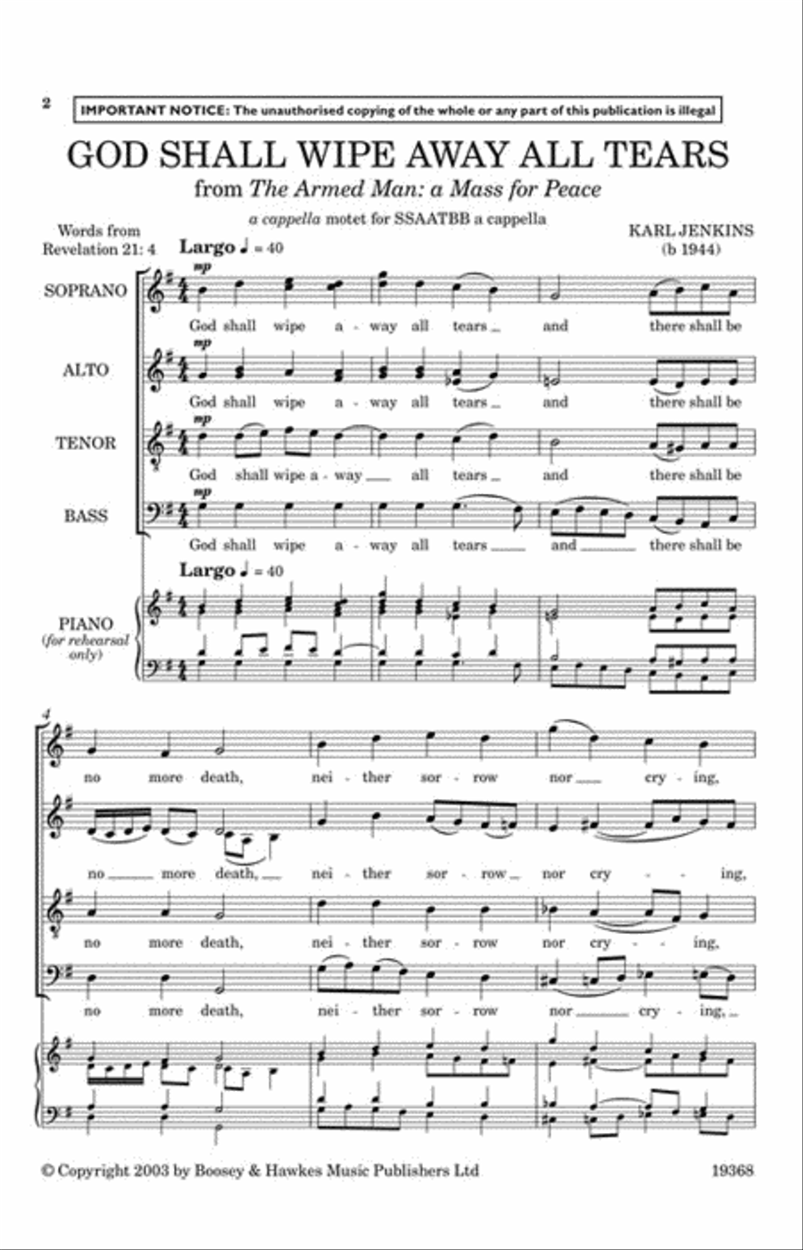 God Shall Wipe Away All Tears from The Armed Man: A Mass for Peace SSAATTBB scores gallery preview page 2
