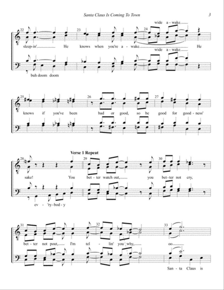 Santa Claus Is Comin' To Town Santa Claus Is Comin' To Town TTBB scores gallery preview page 3