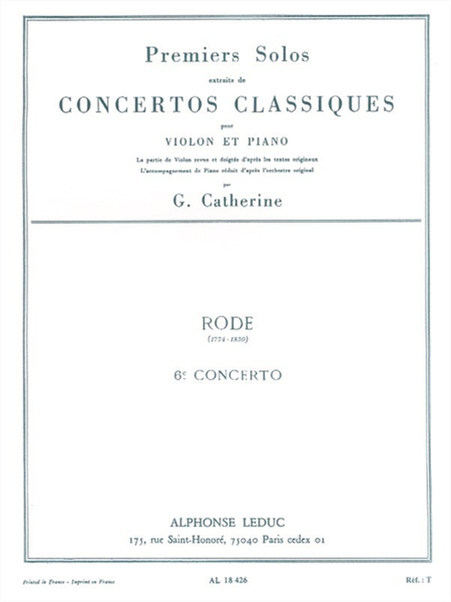 Premiers Solos Concertos Classiques:No.6 Violon et Piano