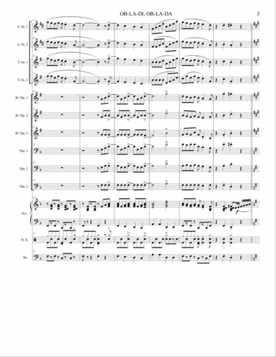 Ob-la-di, Ob-la-da Jazz Ensemble scores gallery preview page 3