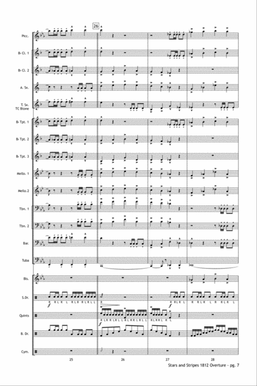 Stars and Stripes 1812 Overture Marching Band scores gallery preview page 8