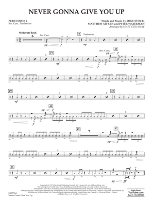 Book cover for Never Gonna Give You Up (arr. Matt Conaway) - Percussion 2