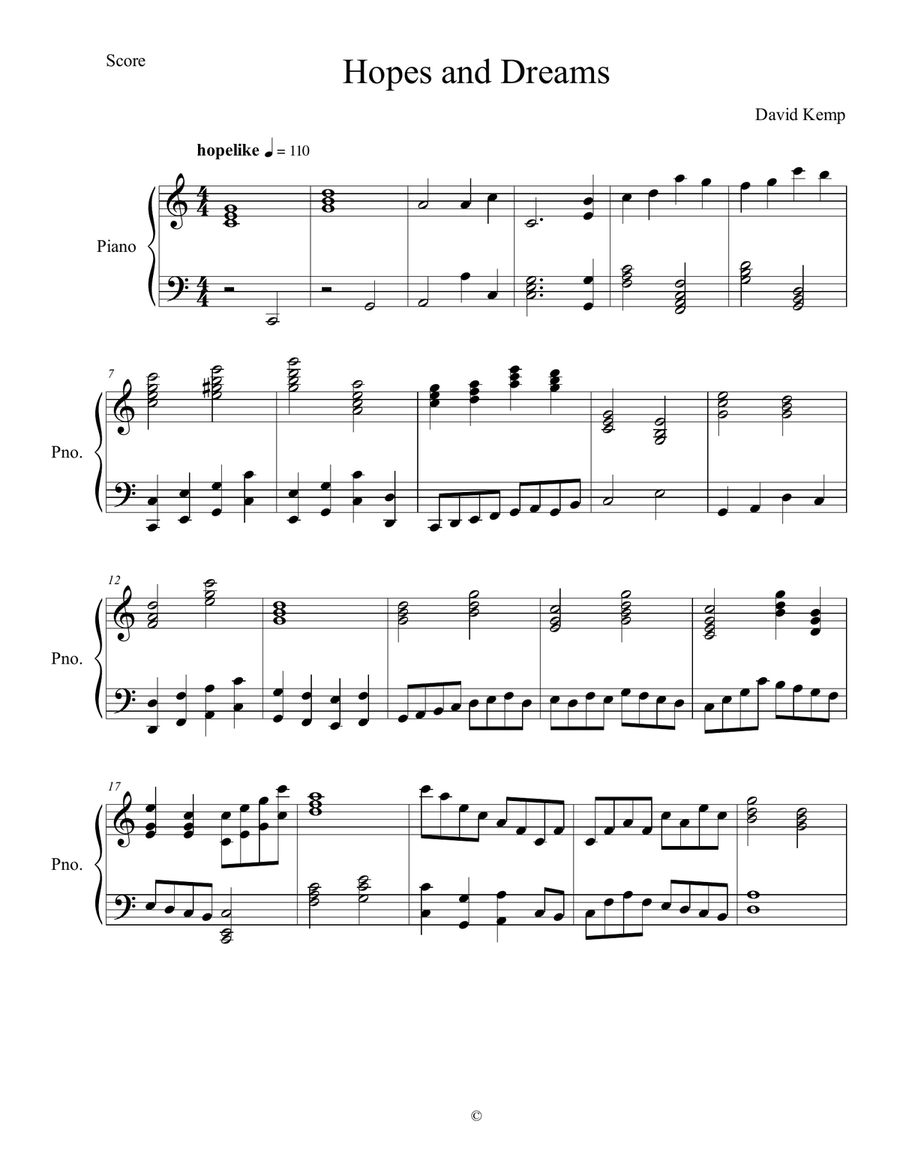 Hopes and Dreams Piano Solo scores gallery preview page 1