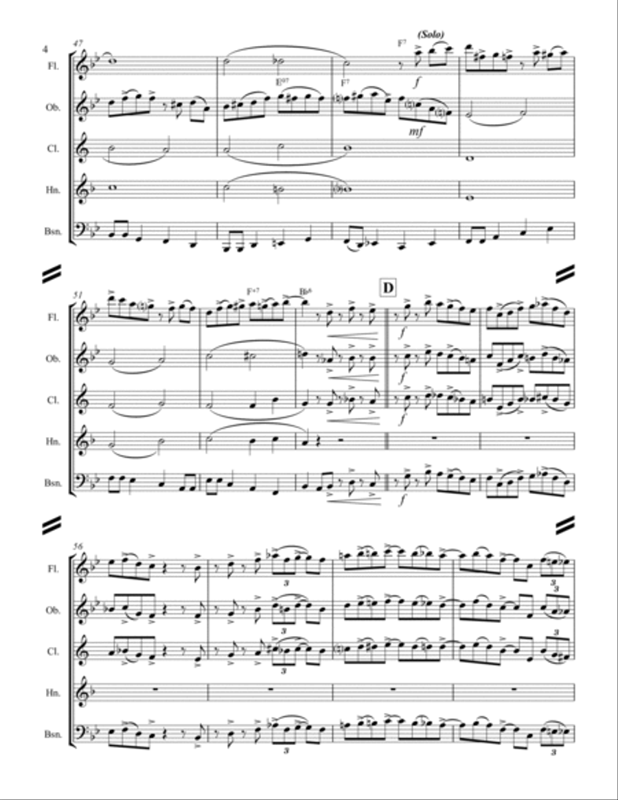 Rudolph The Red-nosed Reindeer Woodwind Quintet scores gallery preview page 5