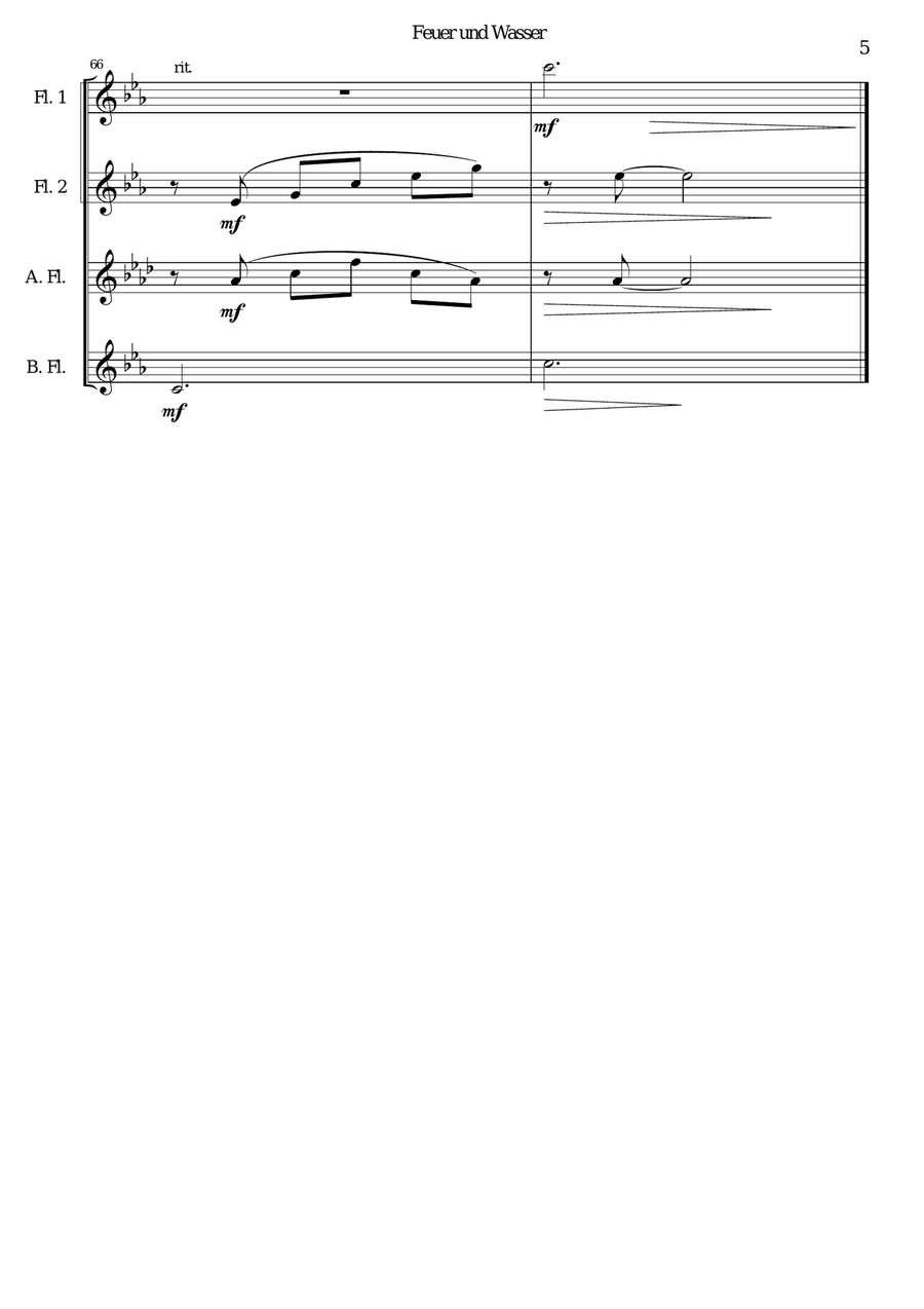 Feuer und Wasser (Fire and Water) for flute quartet Flute Quartet scores gallery preview page 5