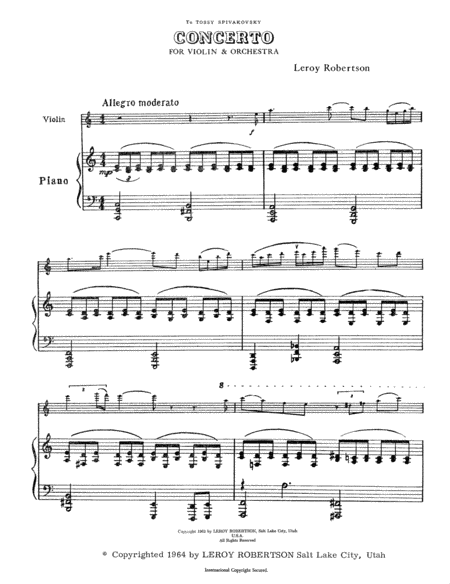 Concerto for Violin & Orchestra (Piano Score)