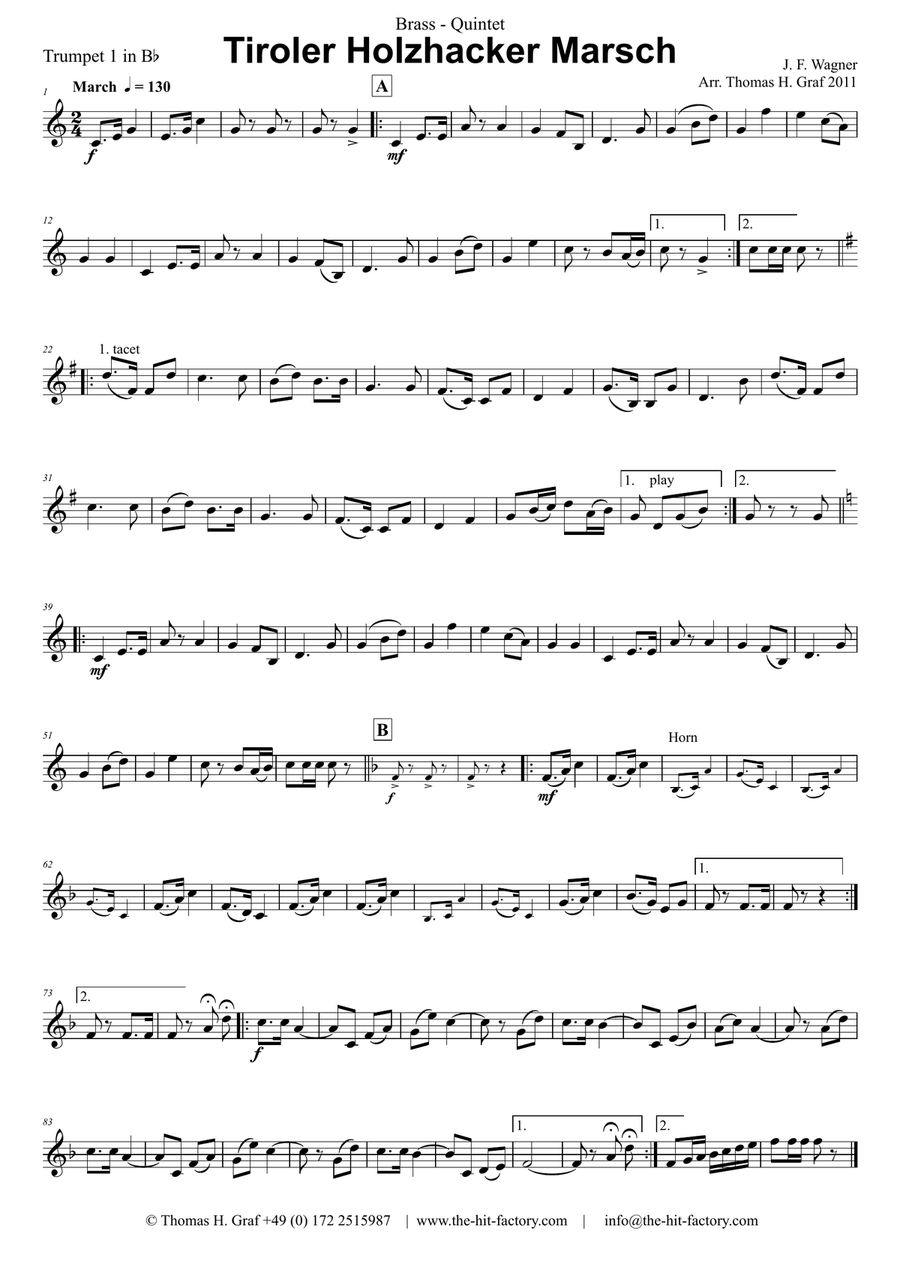 Tiroler Holzhacker Marsch - German Polka March - Oktoberfest - Brass Quintet Brass Quintet scores gallery preview page 4