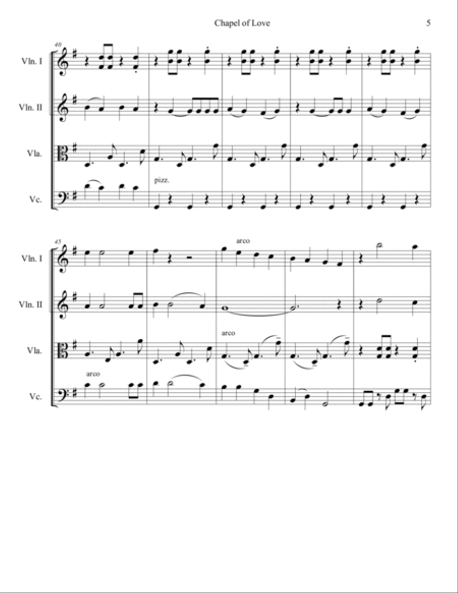 Chapel Of Love Chapel Of Love String Quartet scores gallery preview page 6