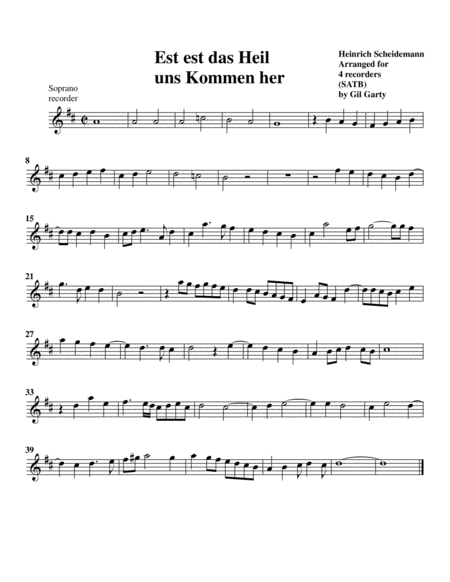 Est ist das Heil uns kommen her (arrangement for 4 recorders)