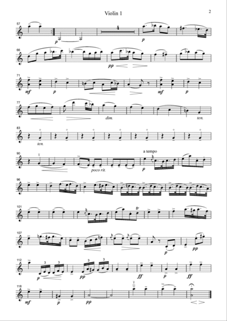 Schubert from Symphony No.9(Great), 2nd mvt., for string quartet, CS007 String Quartet scores gallery preview page 4