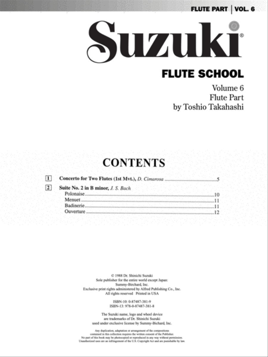 Suzuki Flute School, Volume 6