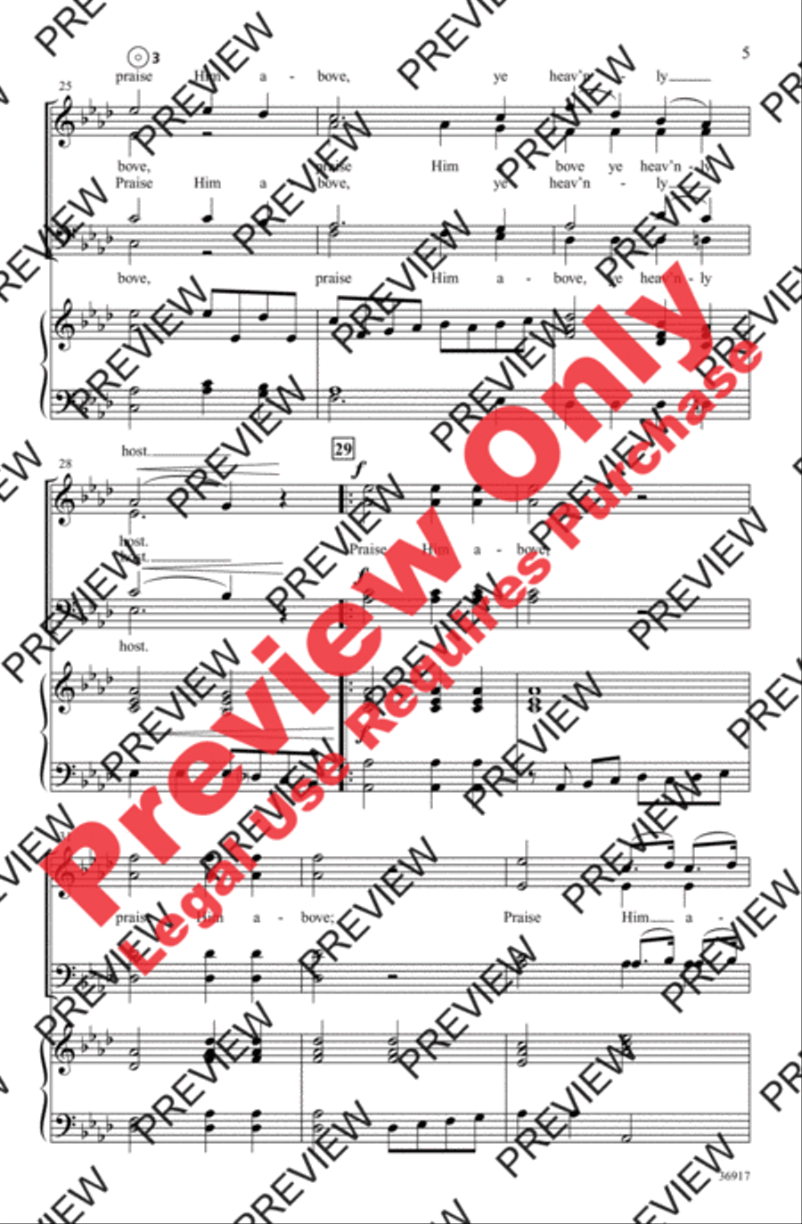 Praise God from Whom All Blessings Flow 4-Part scores gallery preview page 5