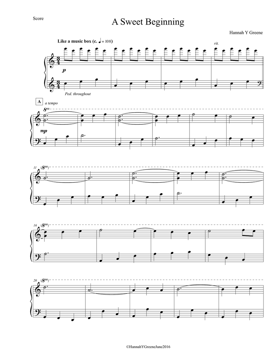A Sweet Beginning Piano Solo scores gallery preview page 3