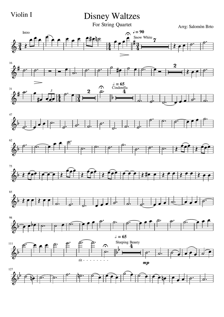 Book cover for Disney Waltzes. Violín I