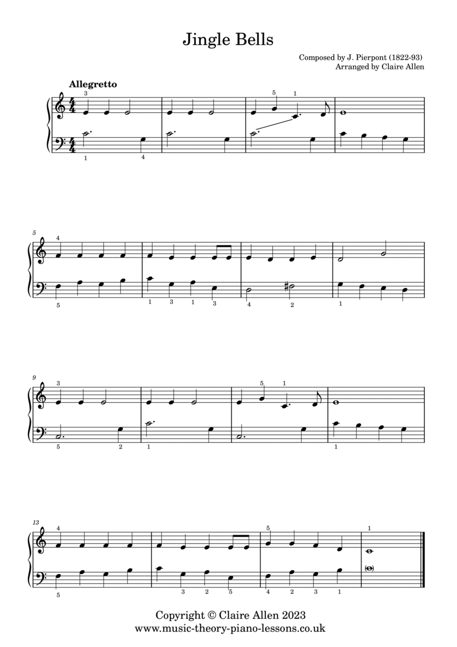 Jingle Bells Easy Piano scores gallery preview page 1