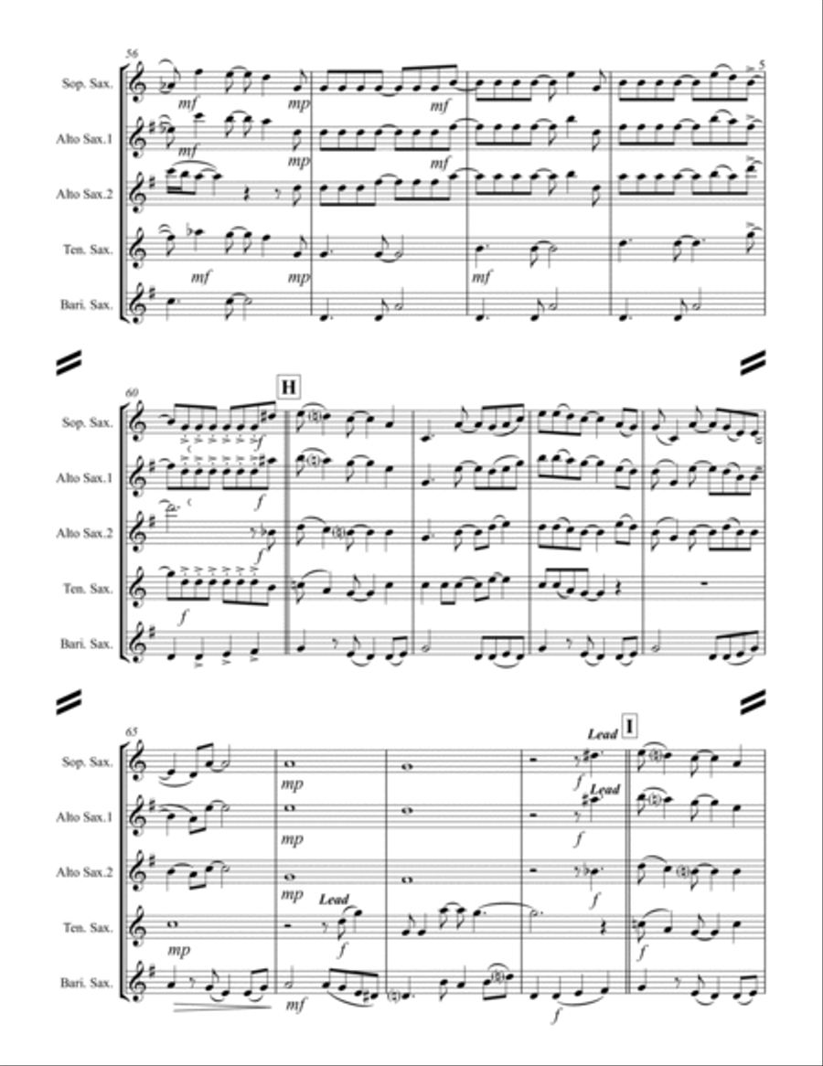 Friends In Low Places Saxophone Quartet scores gallery preview page 6