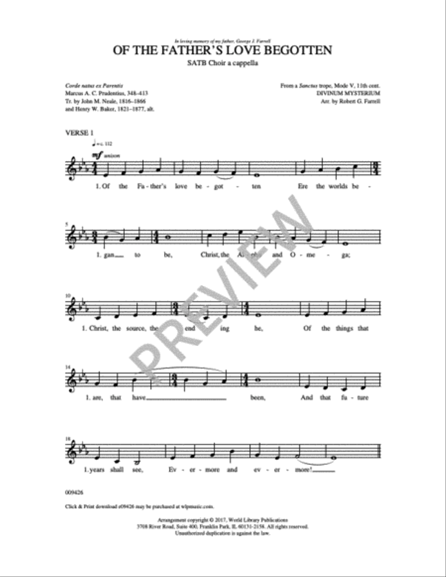 Of the Father's Love Begotten 4-Part scores gallery preview page 9