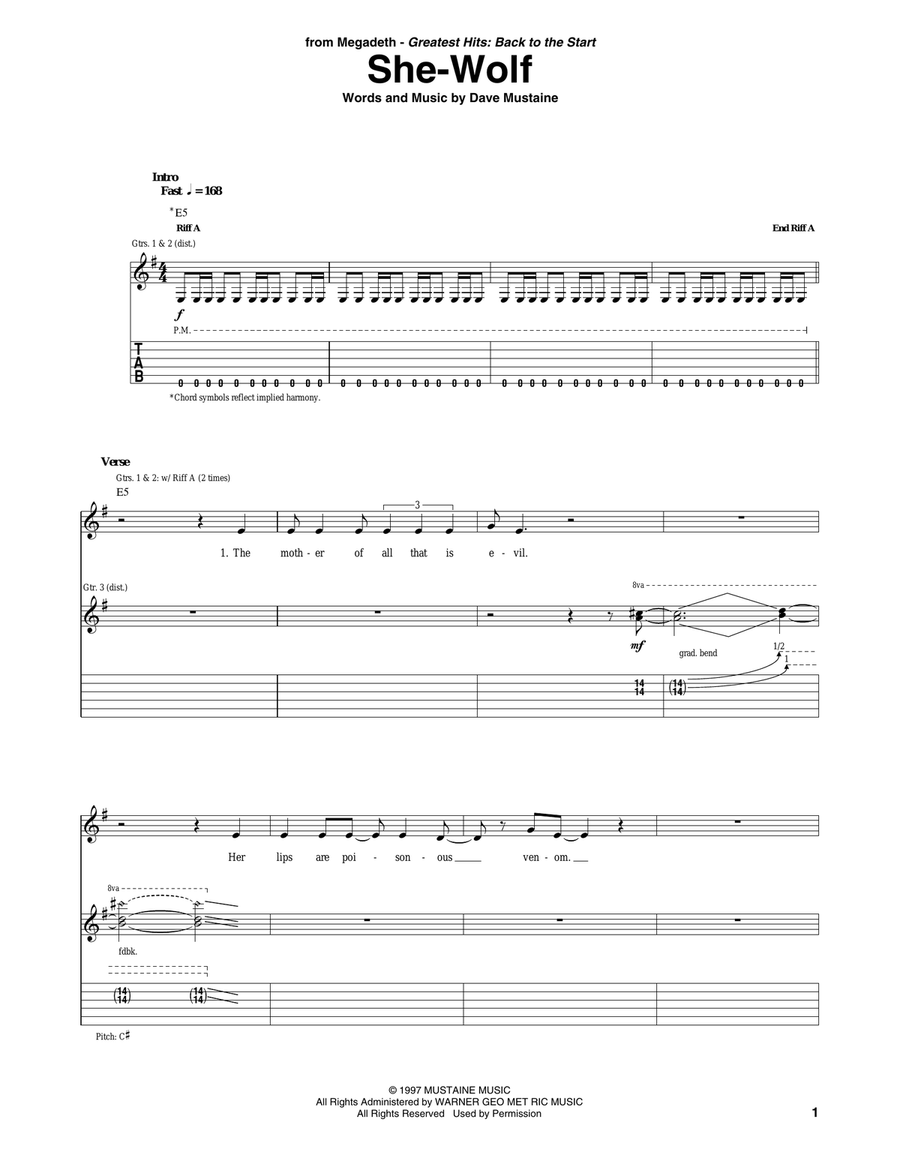 She-Wolf Acoustic Guitar scores gallery preview page 1