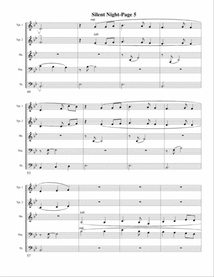 Silent Night for Brass Quintet Brass Quintet scores gallery preview page 5