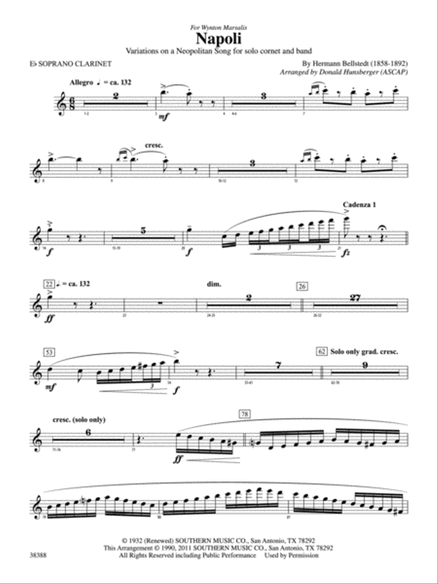 Napoli: E-flat Soprano Clarinet Concert Band scores gallery preview page 1