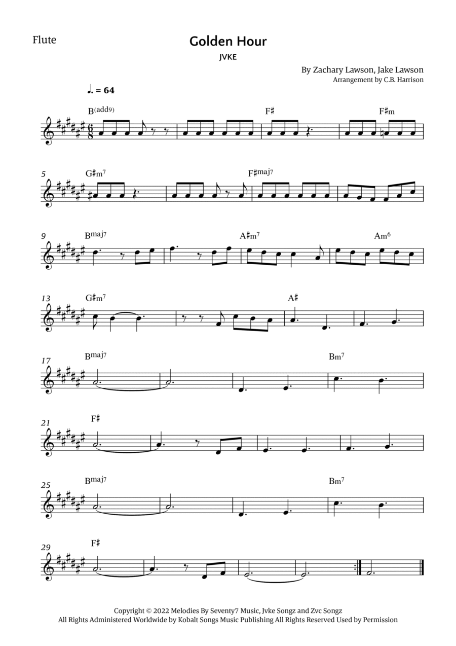 Golden Hour Flute Solo scores gallery preview page 1