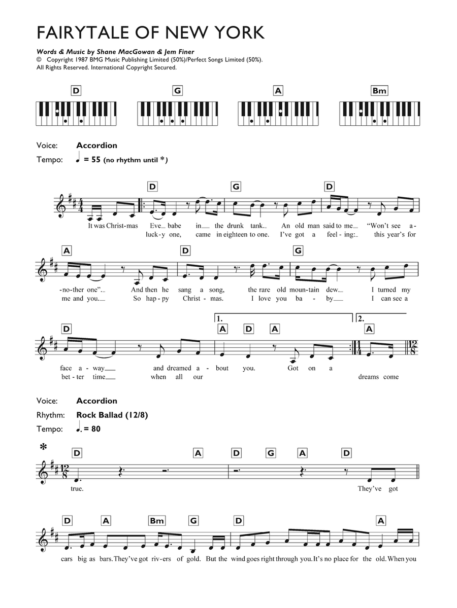 Fairytale Of New York Piano Solo scores gallery preview page 1