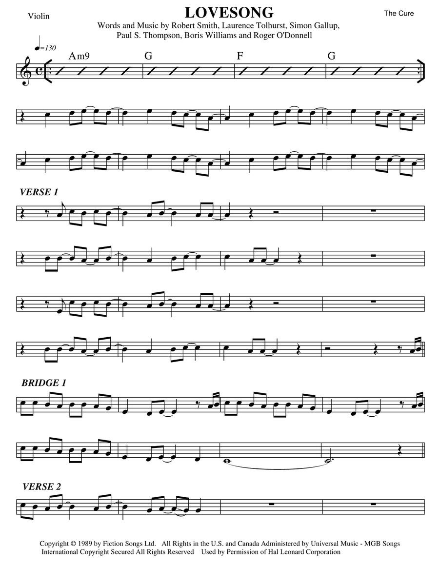 Lovesong Violin Solo scores gallery preview page 1