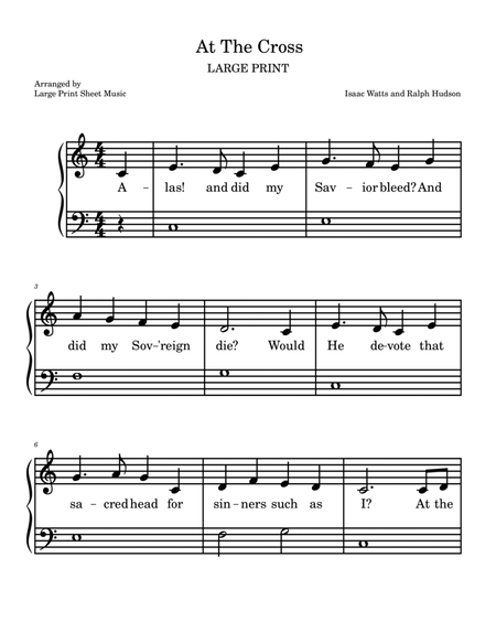 At The Cross | LARGE PRINT | Easy Piano Praise and Worship Hymn image number null