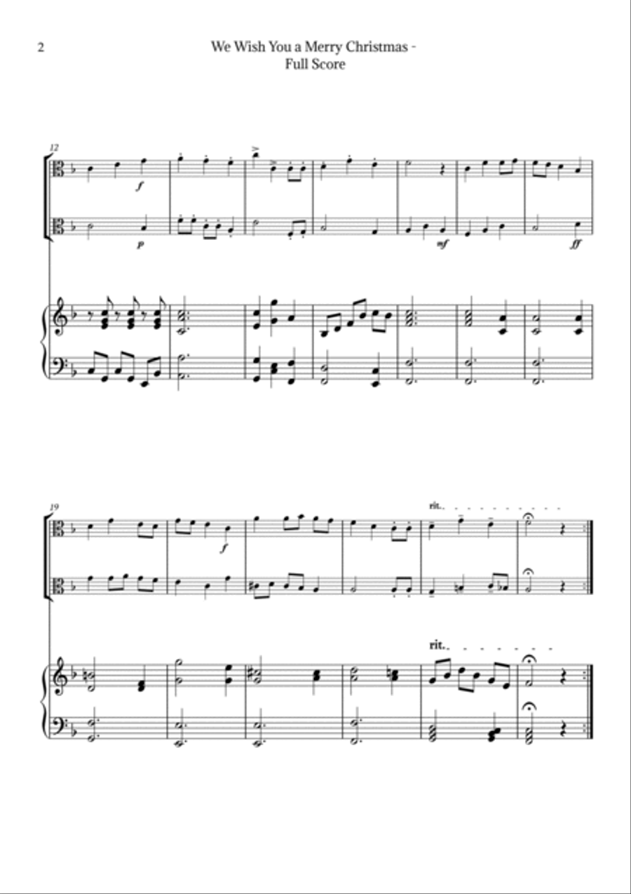 We Wish you a Merry Christmas for Viola Duet with Piano String Duet scores gallery preview page 2