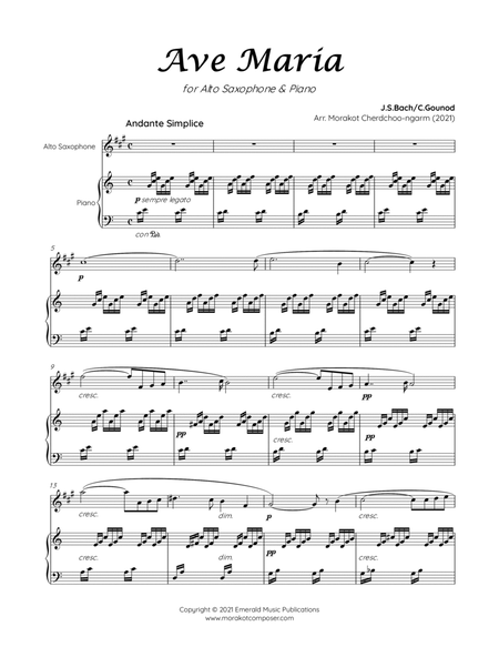 AVE MARIA GOUNOD for Alto Saxophone & Piano image number null