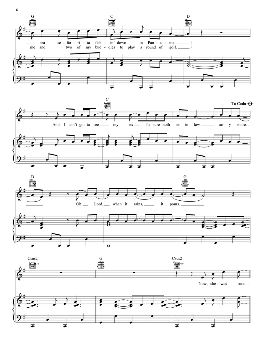 When It Rains It Pours Piano, Vocal, Guitar scores gallery preview page 4