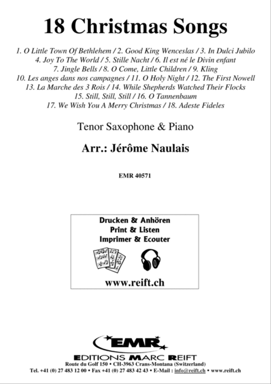18 Christmas Songs Tenor Saxophone scores gallery preview page 1