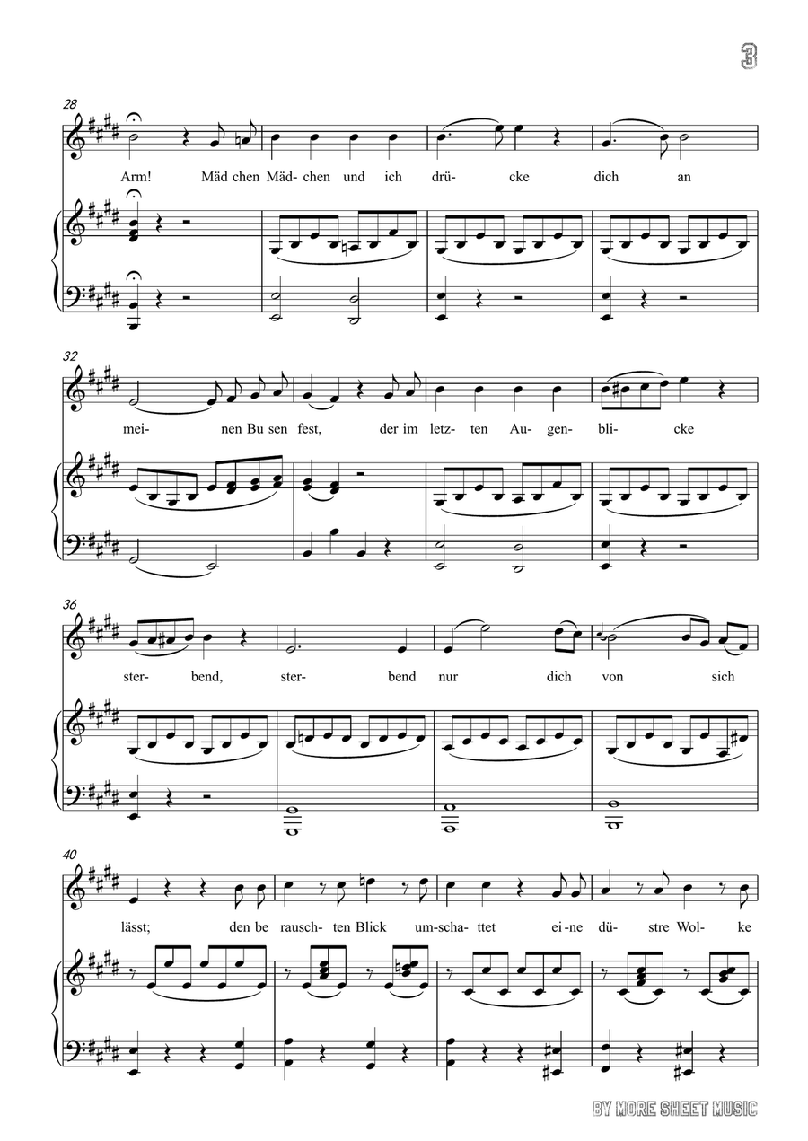 Mozart-An Chloe in E Major,for Voice and Piano Piano, Vocal scores gallery preview page 5