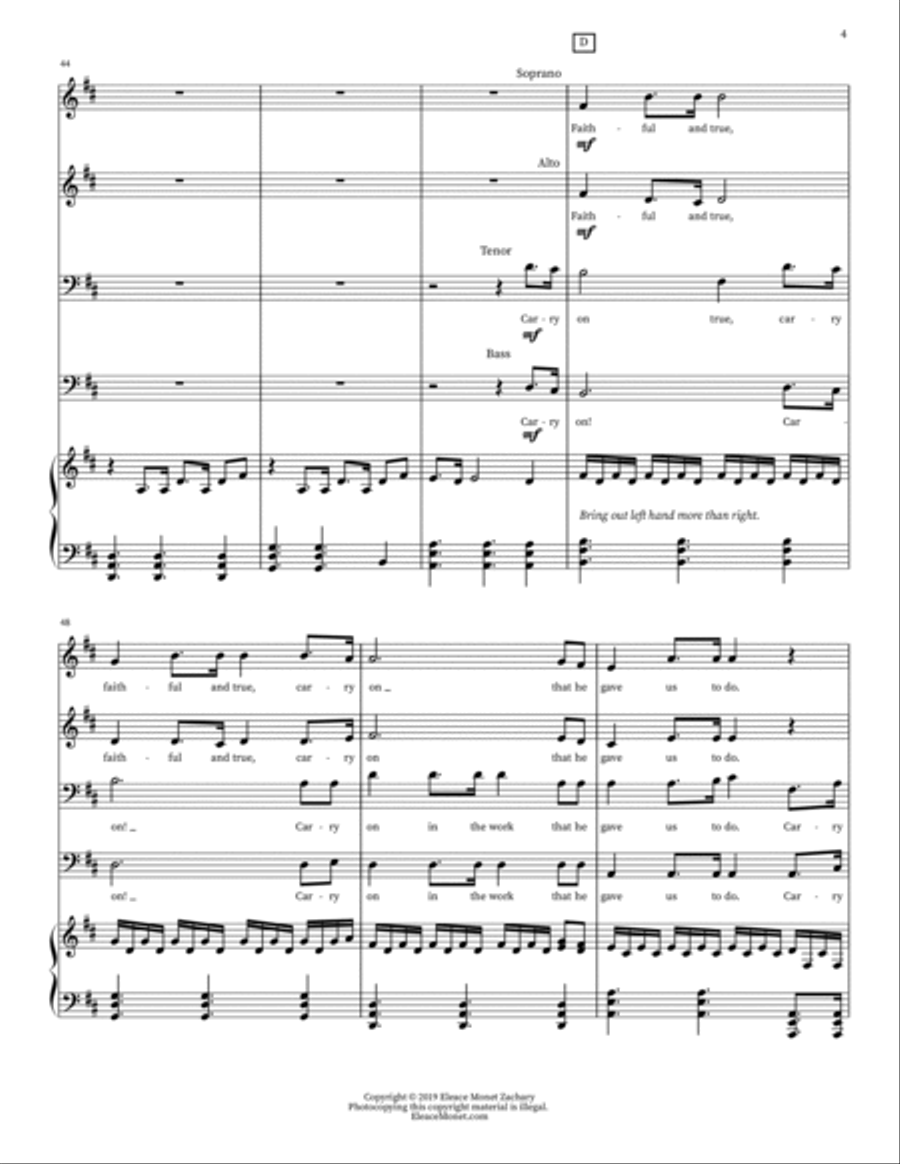 Carry On: A Medley of Pioneer Hymns 4-Part scores gallery preview page 4