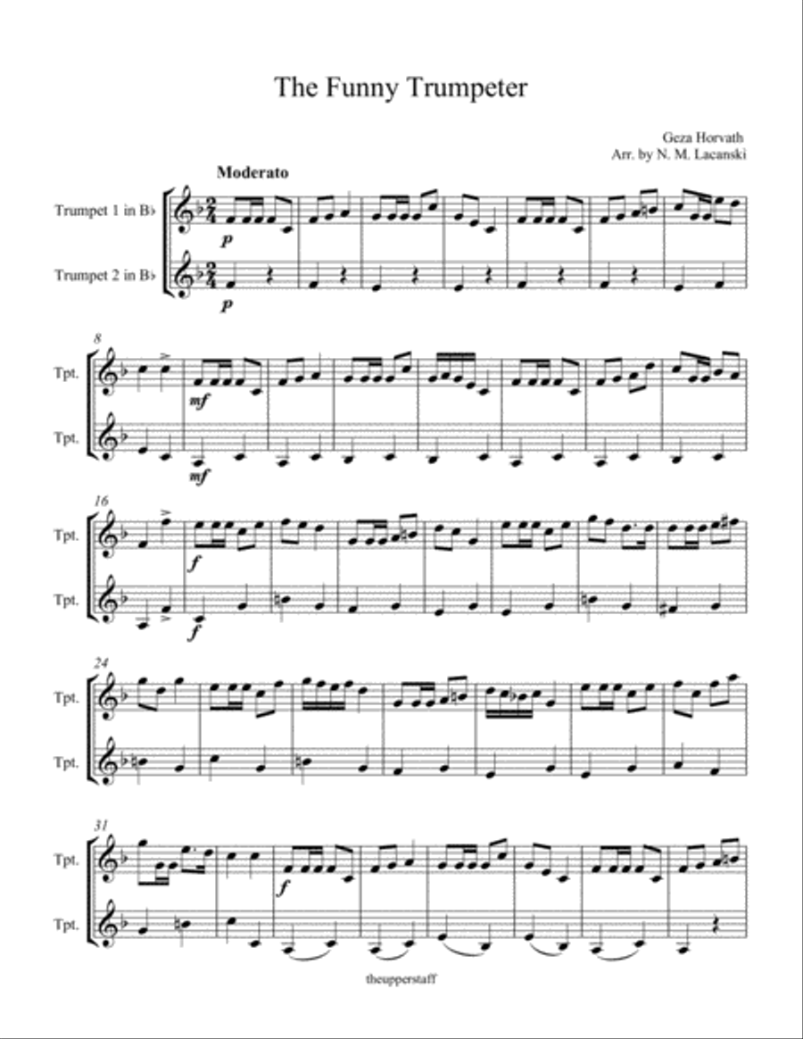 The Funny Trumpeter The Funny Trumpeter Trumpet Duet scores gallery preview page 1