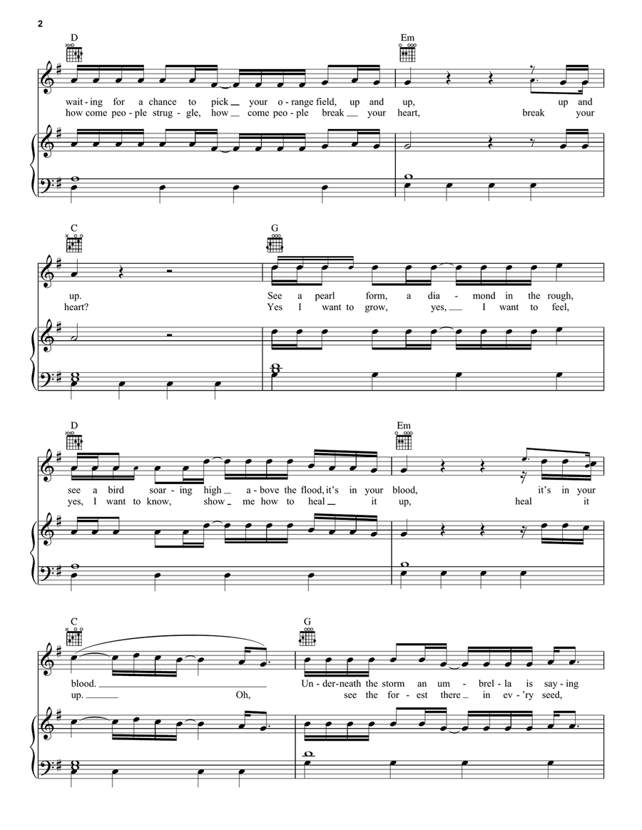 Up & Up Piano, Vocal, Guitar scores gallery preview page 2