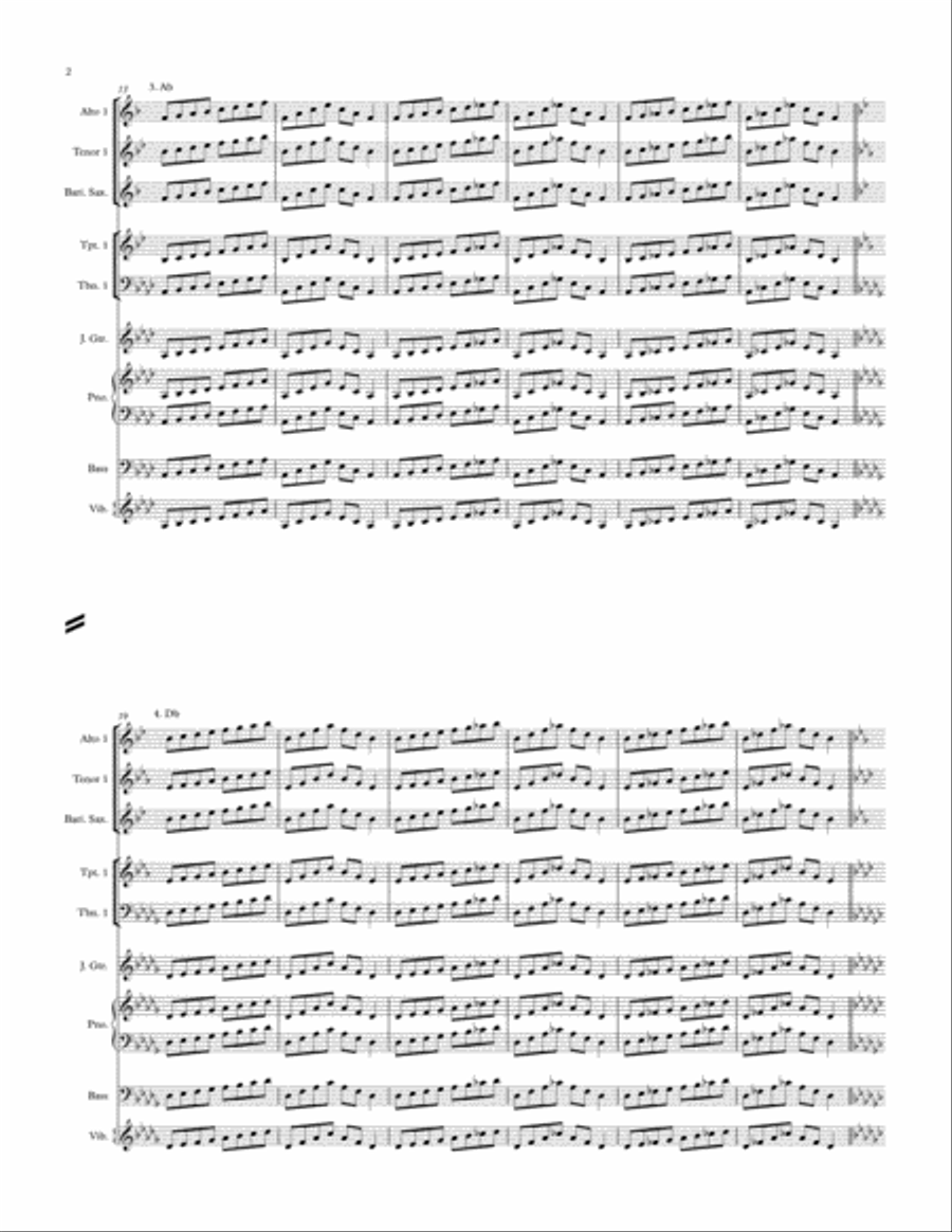 Jazz Band Scales/Arpeggios (Major, Mixolydian, Dorian, Blues) In All Keys Jazz Ensemble scores gallery preview page 2