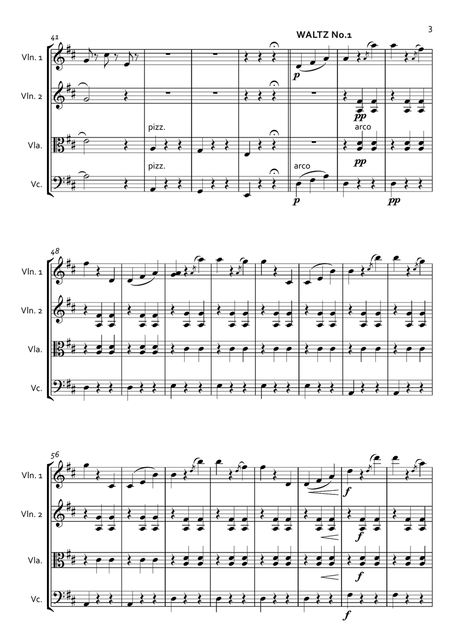 The Beautiful Blue Danube for String Quartet String Quartet scores gallery preview page 3