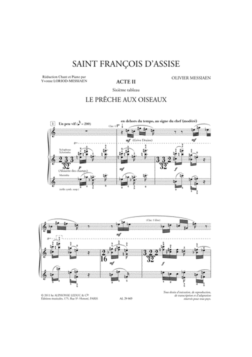 Saint Francois D'assise, Vol. 3 (acte Ii, 6e Tableau) Reduction Chant Et Pia